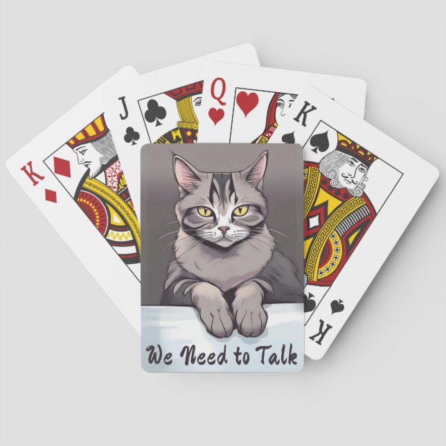 Stern Tabby Cat Demands a Serious Talk Playing Cards (Back)