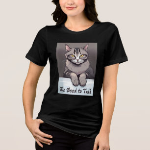 Stern Tabby Cat Demands a Serious Talk Tri-Blend Shirt