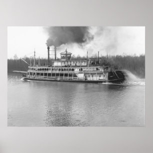 Stern-Wheel Steamboat Belle of Calhoun 1906 BW Poster
