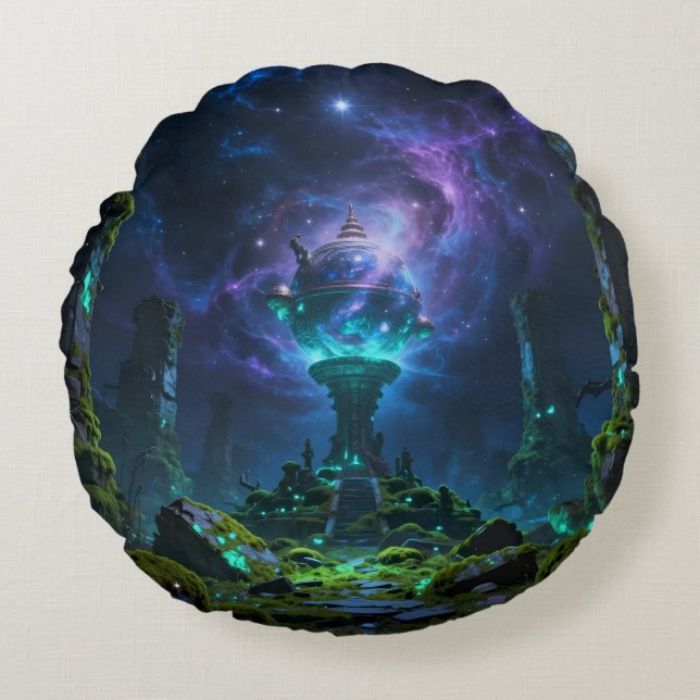 Sternenpfad – Reise durch das Universum Round Cushion (Front)