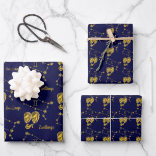 Sternzeichen Zwillinge, gold -  Wrapping Paper Sheet