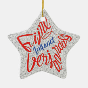 Sterrenvormige 'Fijne verjaardag' Ceramic Tree Decoration