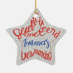 Sterrenvormige 'Gefeliciteerd met verjaargag' Ceramic Tree Decoration
