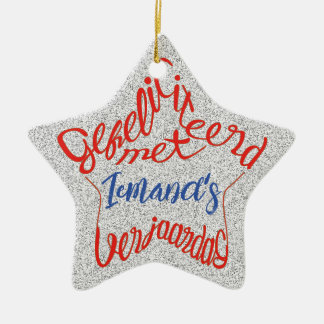 Sterrenvormige 'Gefeliciteerd met verjaargag' Ceramic Tree Decoration