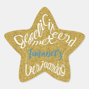 Sterrenvormige 'Gefeliciteerd met verjaargag' Star Sticker