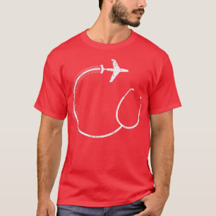 Stethoscope Aeroplane Nurse Travelling Nurse Funny T-Shirt