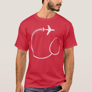 Stethoscope Aeroplane Nurse Travelling Nurse Funny T-Shirt