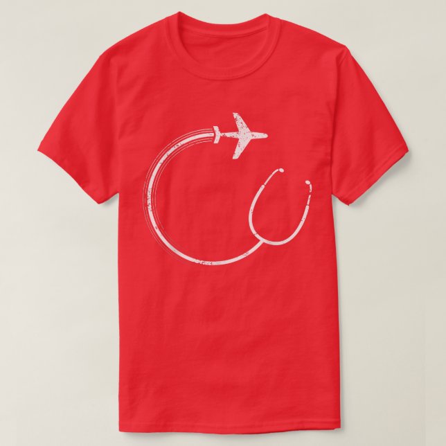 Stethoscope Airplane Nurse Traveling Nurse Funny N T-Shirt (Design Front)