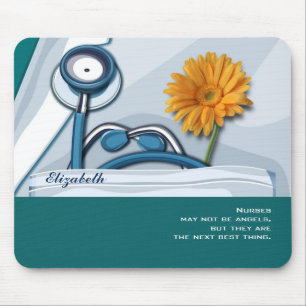 Stethoscope and Daisy Nurse Appreciation Gift Mouse Mat