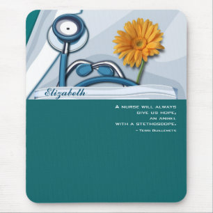 Stethoscope and Daisy Nurse Appreciation Gift Mouse Mat