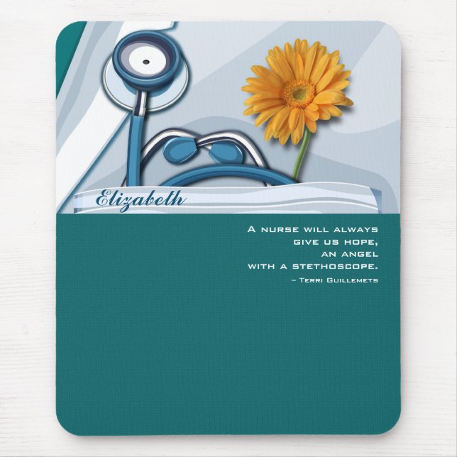 Stethoscope and Daisy Nurse Appreciation Gift Mouse Mat (Front)