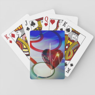 Stethoscope and Heartbeat Playing Cards
