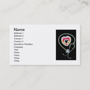 Stethoscope and pills business card