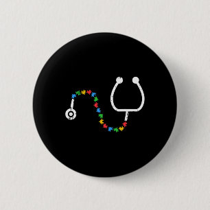 Stethoscope Autism Awareness Medical Rn Nurse Doct 6 Cm Round Badge
