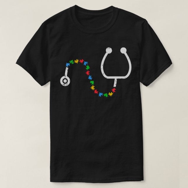 Stethoscope Autism Awareness Medical RN Nurse Doct T-Shirt (Design Front)