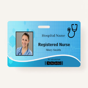 Stethoscope Blue Medical Heartbeat Photo ID ID Badge