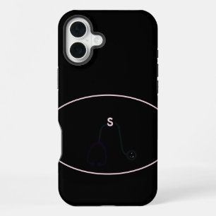 Stethoscope Bow Black, Pink, Silver Medical iPhone 16 Plus Case