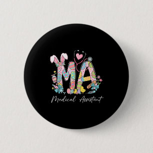 Stethoscope bunny ears ma medical assistant easter 6 cm round badge