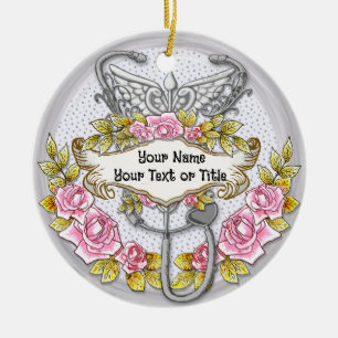 Stethoscope caduceus nurse  ceramic tree decoration