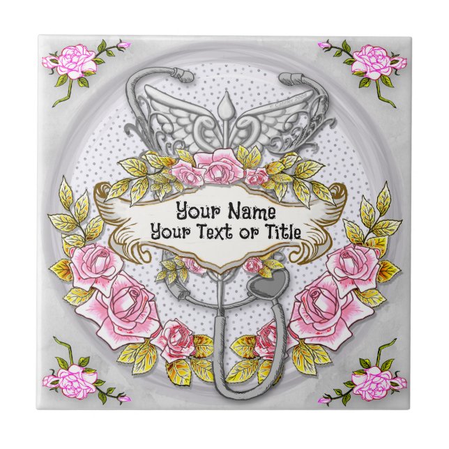 Stethoscope caduceus nurse  tile (Front)