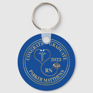 Stethoscope Caduceus RN Congrats Graduate - Blue Key Ring