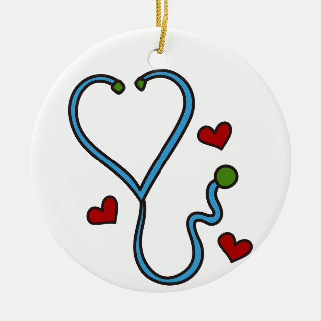 Stethoscope Ceramic Tree Decoration (Front)