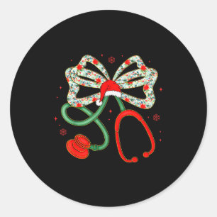 Stethoscope Christmas Nurse Health Worker Santa Xm Classic Round Sticker