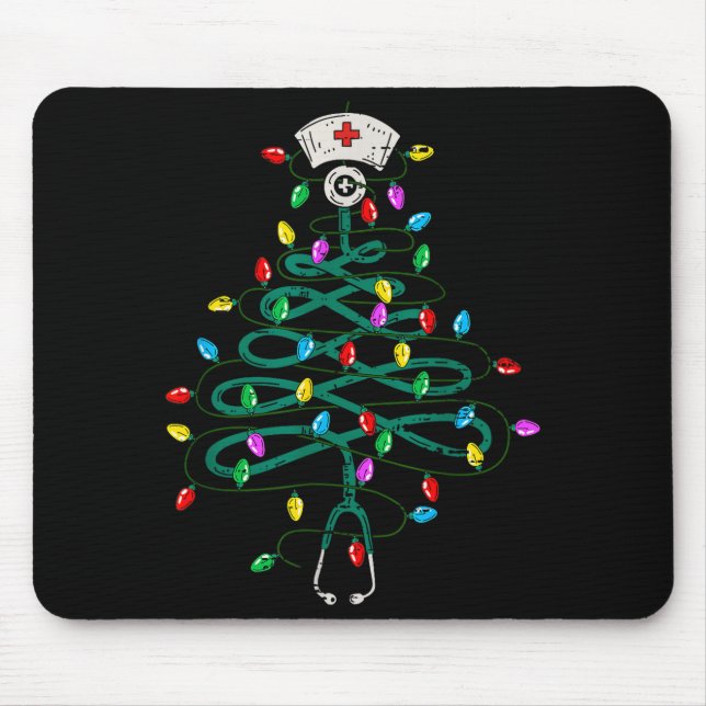 Stethoscope Christmas Tree Lights Nurse Christmas  Mouse Mat (Front)