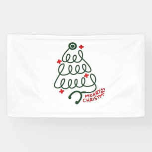 Stethoscope Christmas Tree Lights Nursing Scrubs Banner