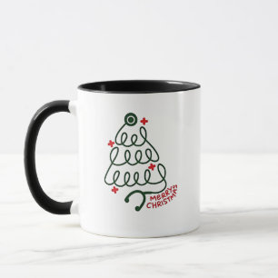 Stethoscope Christmas Tree Lights Nursing Scrubs Mug