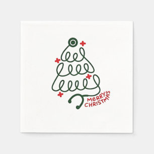 Stethoscope Christmas Tree Lights Nursing Scrubs Napkin