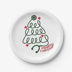 Stethoscope Christmas Tree Lights Nursing Scrubs Paper Plate