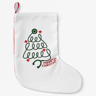 Stethoscope Christmas Tree Lights Nursing Scrubs Small Christmas Stocking