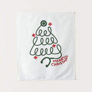 Stethoscope Christmas Tree Lights Nursing Scrubs  Tapestry