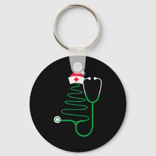 Stethoscope Christmas Tree Nurse Christmas Scrub Key Ring