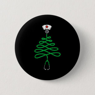 Stethoscope Christmas Tree Nurse Christmas Scrub T 6 Cm Round Badge