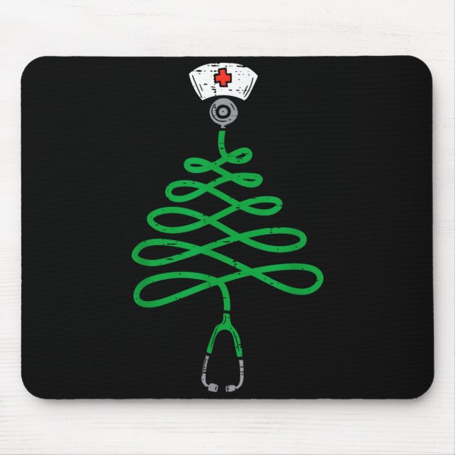 Stethoscope Christmas Tree Nurse Christmas Scrub T Mouse Mat (Front)