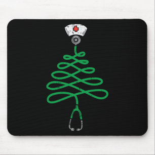 Stethoscope Christmas Tree Nurse Christmas Scrub T Mouse Mat