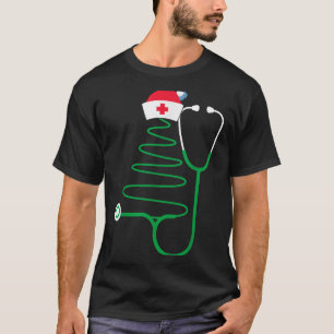 Stethoscope Christmas Tree Nurse Christmas Scrub T-Shirt