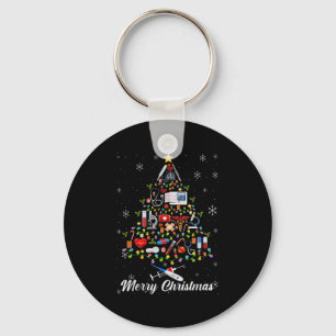 Stethoscope Christmas Tree Nurse Nursing Scrub Top Key Ring