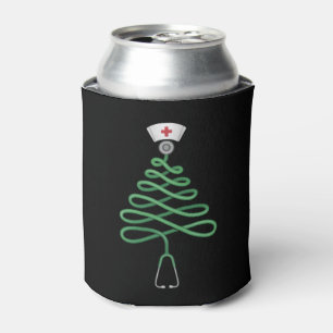 Stethoscope Christmas Tree Nurse Scrub Xmas  Can Cooler