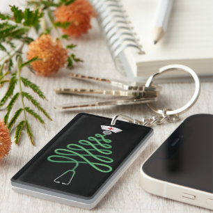 Stethoscope Christmas Tree Nurse Scrub Xmas Key Ring