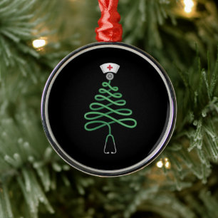 Stethoscope Christmas Tree Nurse Scrub Xmas  Metal Tree Decoration