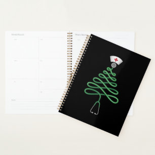 Stethoscope Christmas Tree Nurse Scrub Xmas Planner