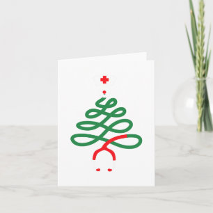 stethoscope christmas tree nursing funny nurse rn  card