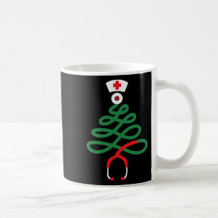 stethoscope christmas tree nursing funny nurse rn  coffee mug