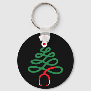 stethoscope christmas tree nursing funny nurse rn key ring