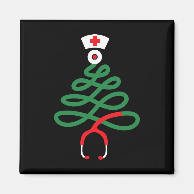 stethoscope christmas tree nursing funny nurse rn  magnet (Front)