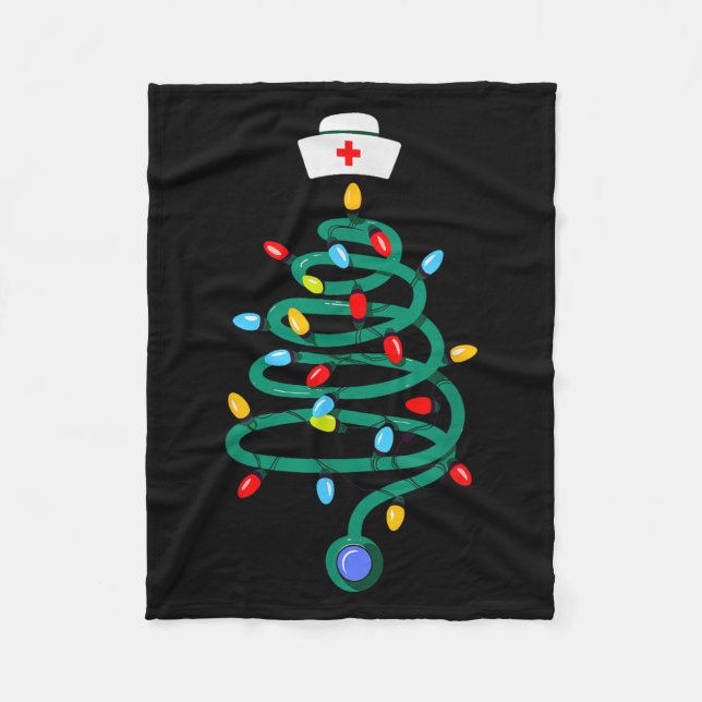 Stethoscope Christmas Tree Registered Doctor Nurse Fleece Blanket (Front)