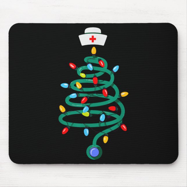 Stethoscope Christmas Tree Registered Doctor Nurse Mouse Mat (Front)